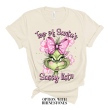 Load image into Gallery viewer, Top of Santa's Sassy List Rhinestone Sweatshirt