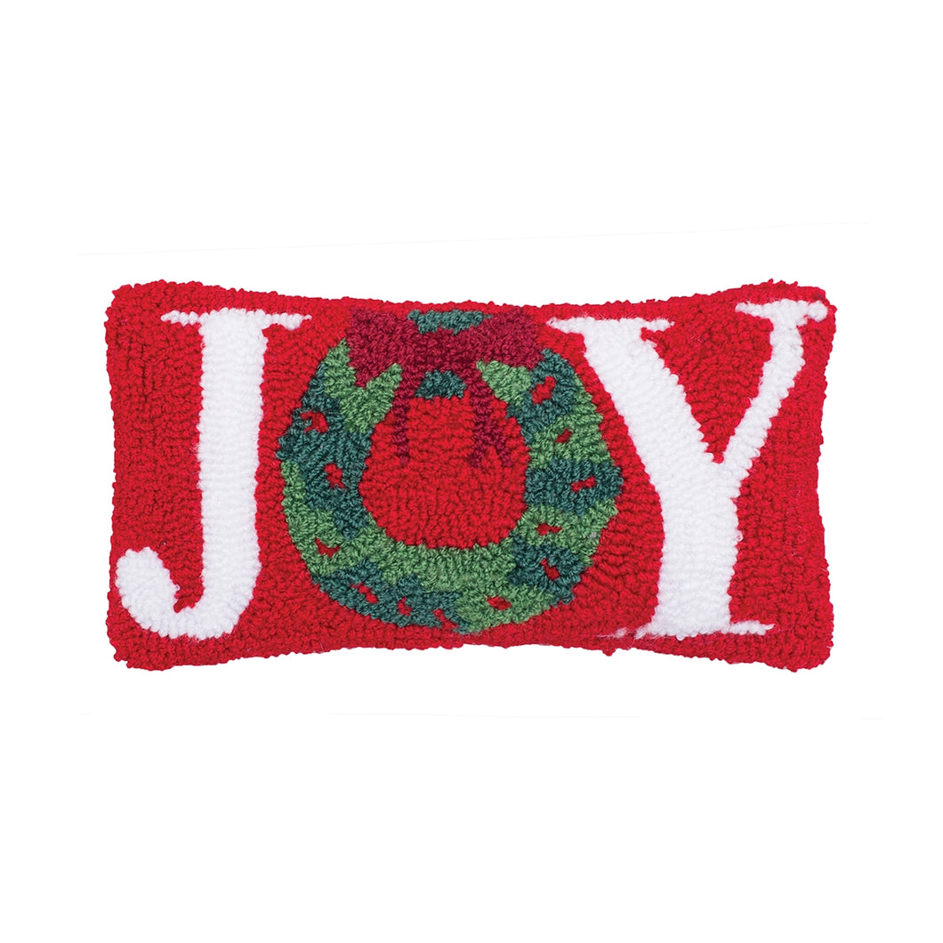 Joy Wreath Hooked pillow