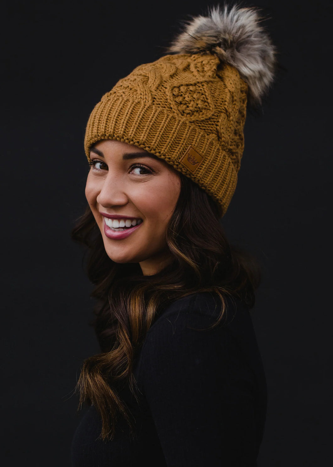 Camel Cable Knit Hat