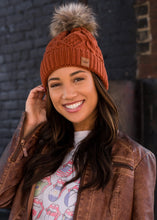 Load image into Gallery viewer, Rust Cable Knit Hat

