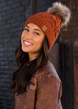Load image into Gallery viewer, Rust Cable Knit Hat
