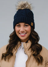 Load image into Gallery viewer, Navy Cable Knit Hat
