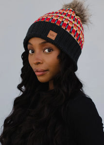 Multicolored Charcoal Patterned Hat