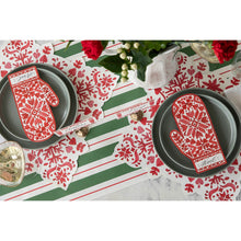 Load image into Gallery viewer, Paper Green & Red Awning Table Runner