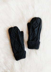 Charcoal Cable Knit Mitten's