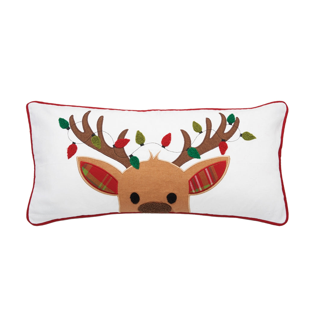Reindeer Plaid & Lights Pillow