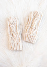 Load image into Gallery viewer, Cream Cable Knit Mittens
