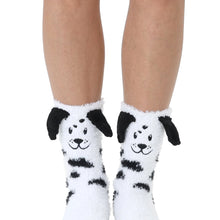 Load image into Gallery viewer, Fuzzy Dalmatian Socks/Slipper
