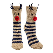 Load image into Gallery viewer, Fuzzy Reindeer Socks

