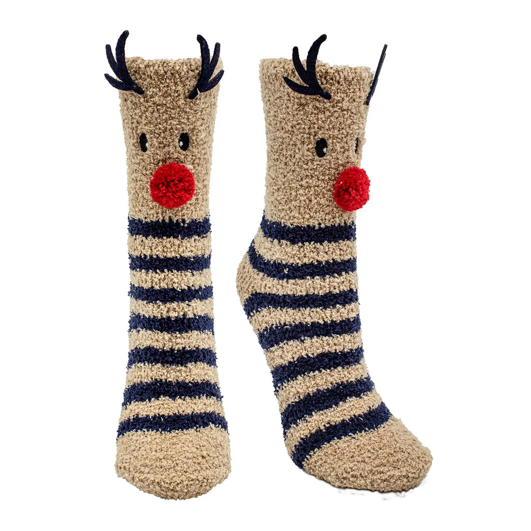 Fuzzy Reindeer Socks