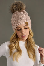Load image into Gallery viewer, Blush Cable Knit Pom Hat
