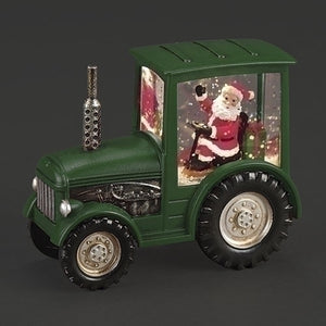 Tractor Santa Snow Globe