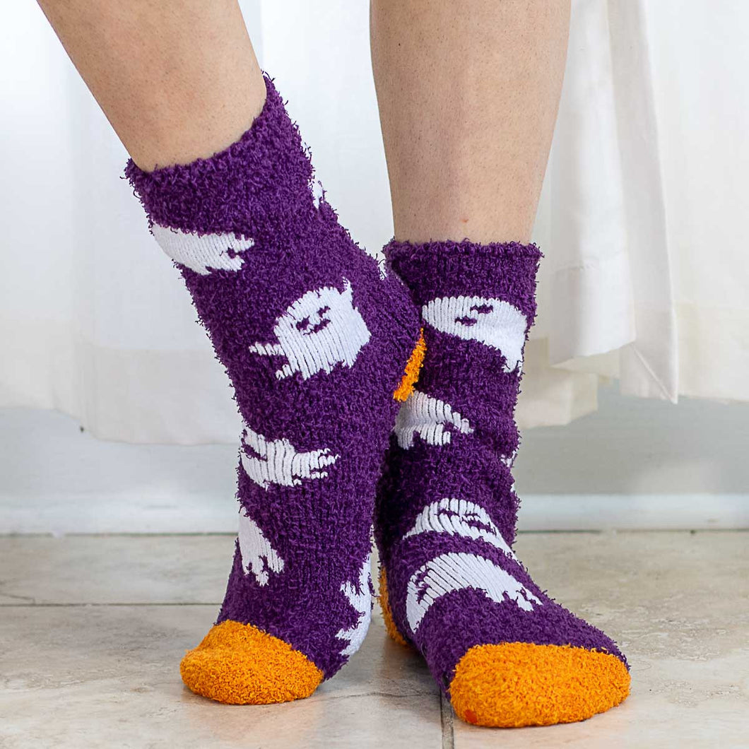 Spooky Ghost Fuzzy Socks