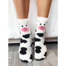 Load image into Gallery viewer, Fuzzy Cow Slipper/Socks
