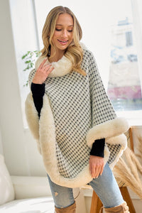 Houndstooth Faux Fur Wrap