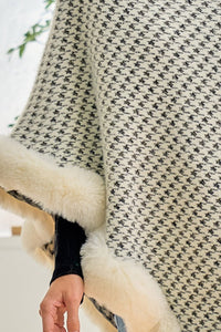 Houndstooth Faux Fur Wrap