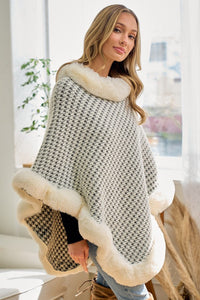 Houndstooth Faux Fur Wrap