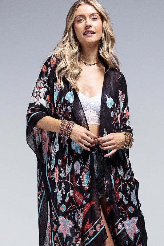 Red Flower Garden Kimono