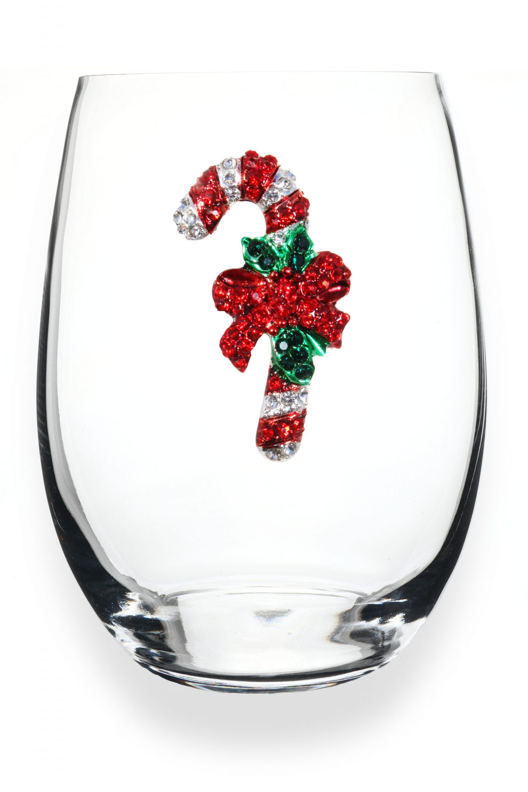 Candy Cane Stemless Wine Glass