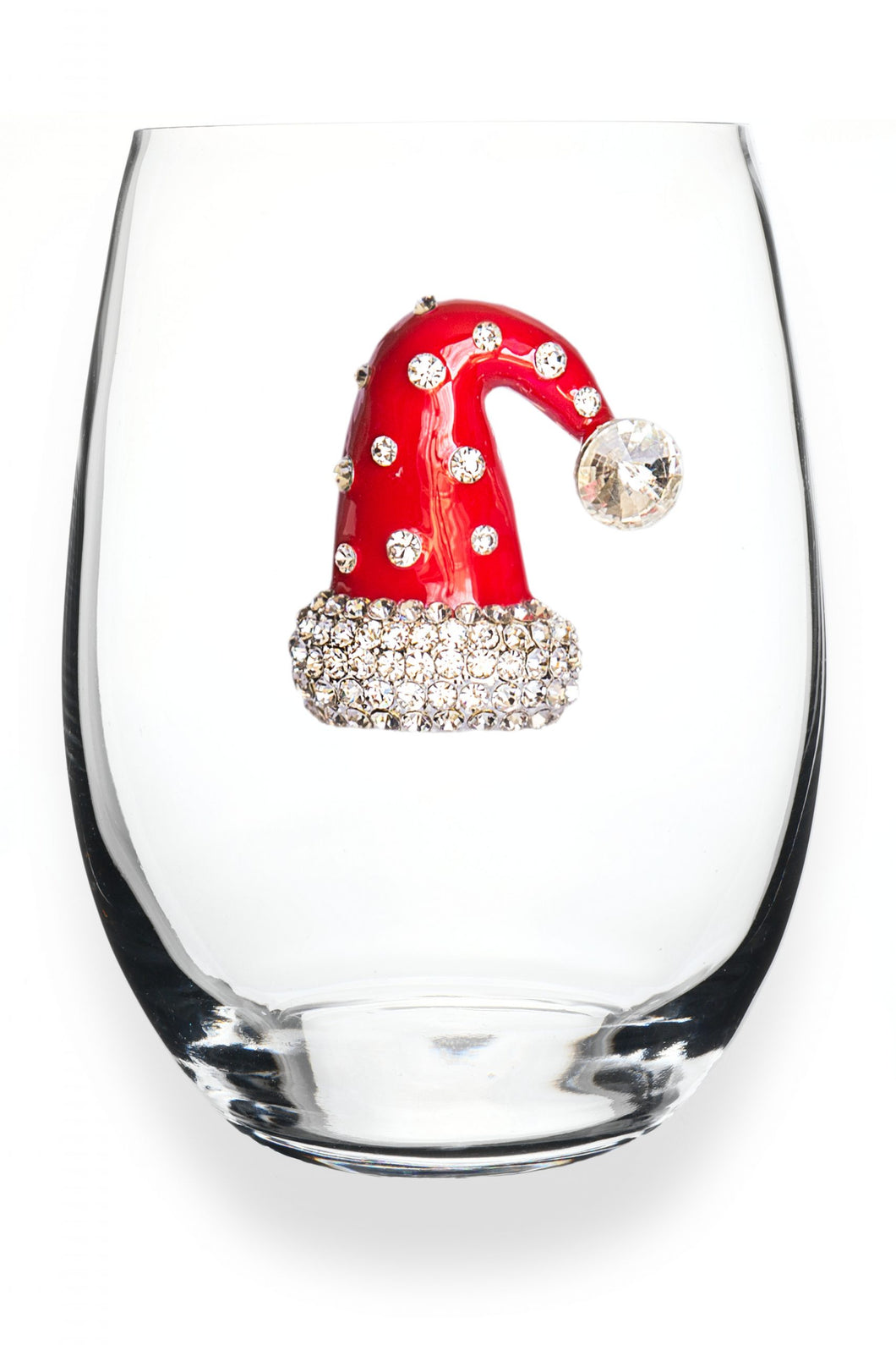 Santa Hat Stemless Wine Glass