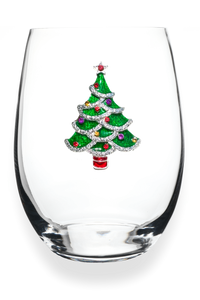 Christmas Tree Stemless Wine Glass