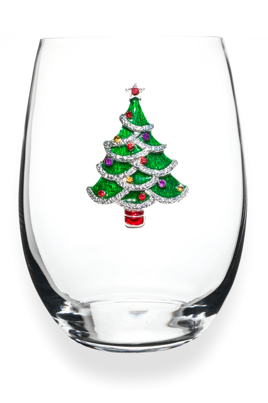 Christmas Tree Stemless Wine Glass