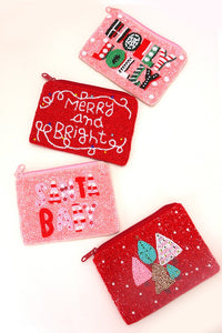 Christmas Beaded Pouch