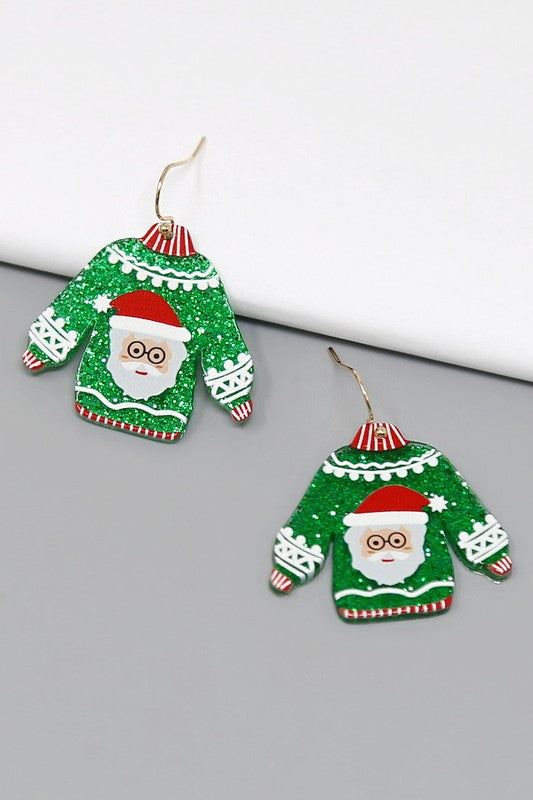 Ugly Sweater Santa Earrings