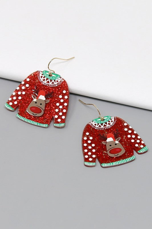 Ugly Sweater Reindeer Earrings