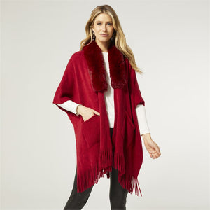 Darcy Faux Fur Wrap Red