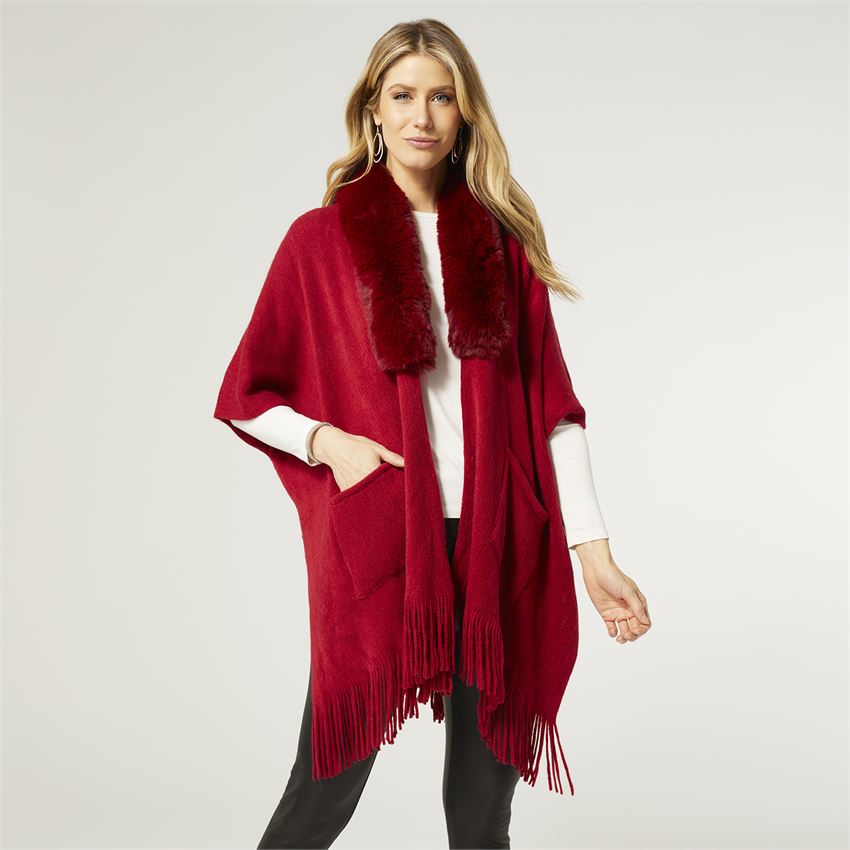 Darcy Faux Fur Wrap Red