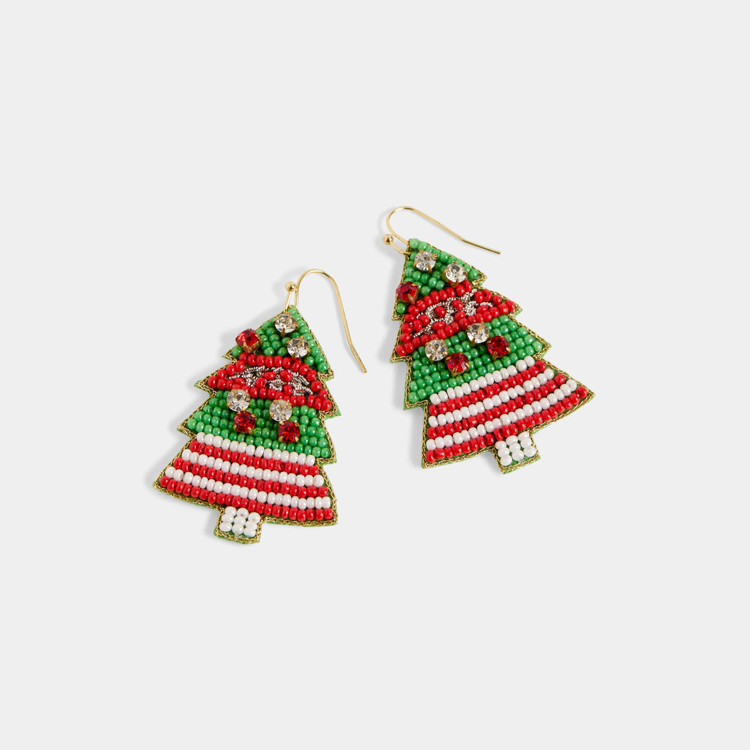 Beaded Elf Tree Earrings