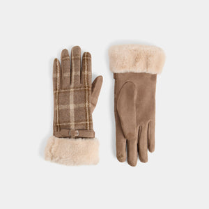 Belted Faux Fur Touchscreen Gloves