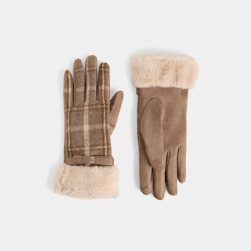 Belted Faux Fur Touchscreen Gloves
