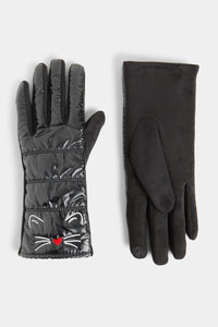 Cat Face Puffer Touchscreen Gloves