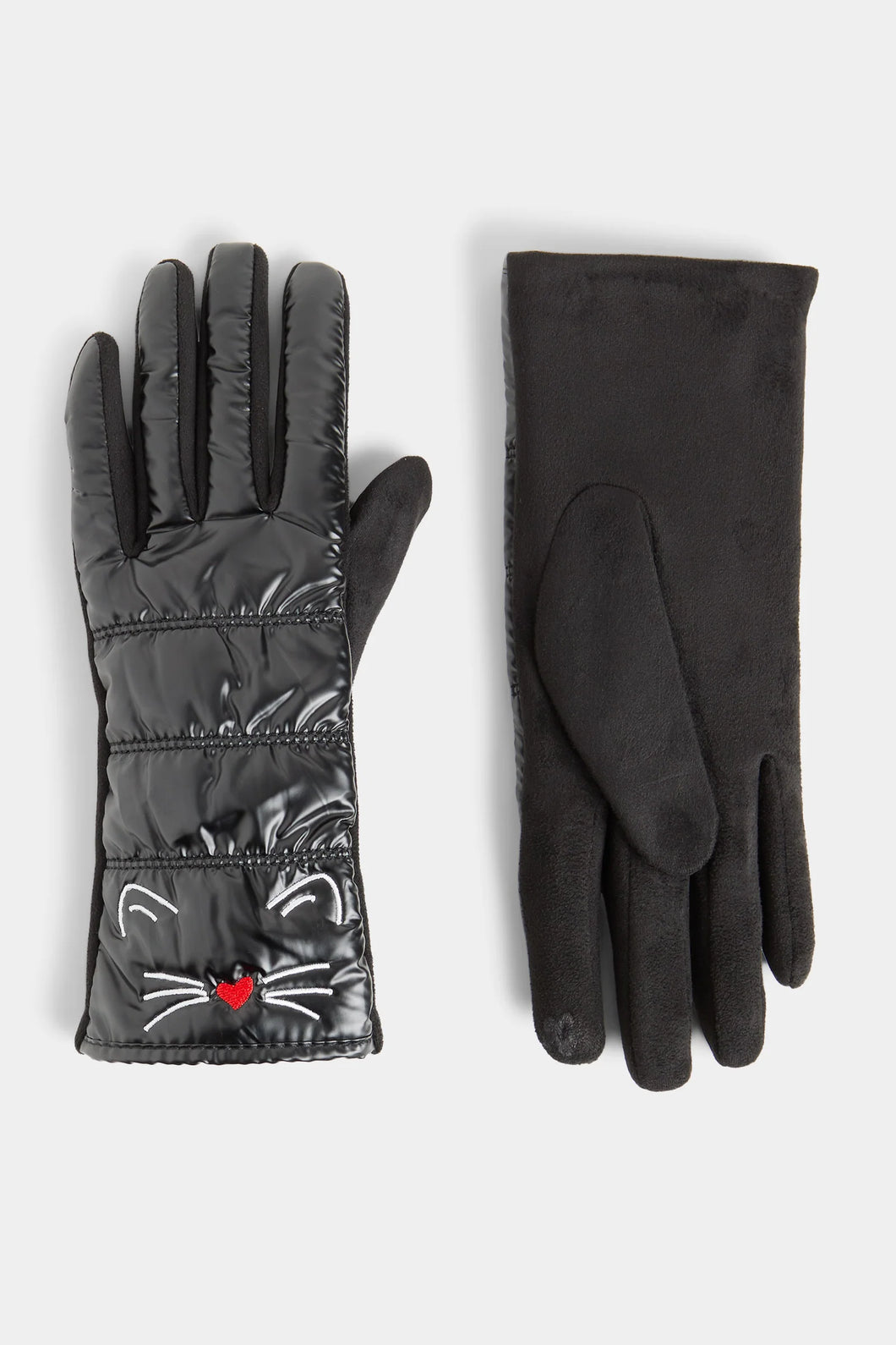 Cat Face Puffer Touchscreen Gloves