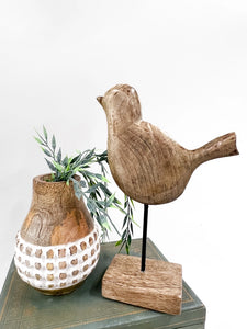 Natural Wood Bird Statue