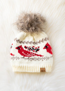 Cardinal Pattern Pom Hat