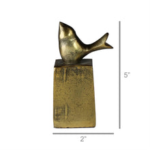 Load image into Gallery viewer, Brass Bird on Block
