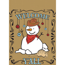 Load image into Gallery viewer, Welcome Y&#39;all Snowman Flag
