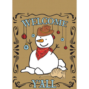 Welcome Y'all Snowman Flag