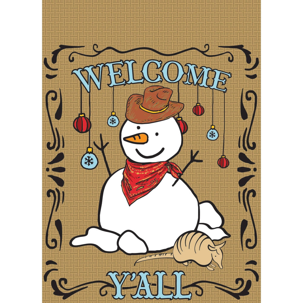 Welcome Y'all Snowman Flag
