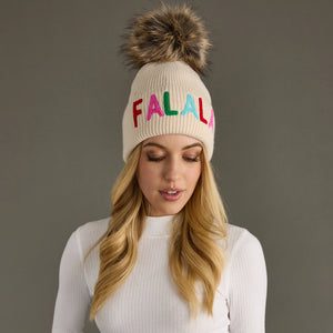 Beige Fa La La Pom Hat