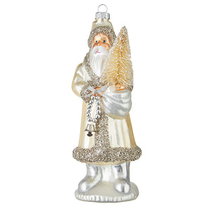 Snowy Bell Santa Ornament