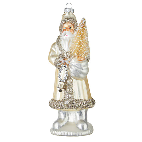 Snowy Bell Santa Ornament