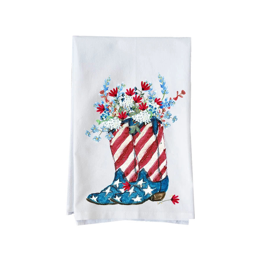 Patriotic Floral Boots Towel