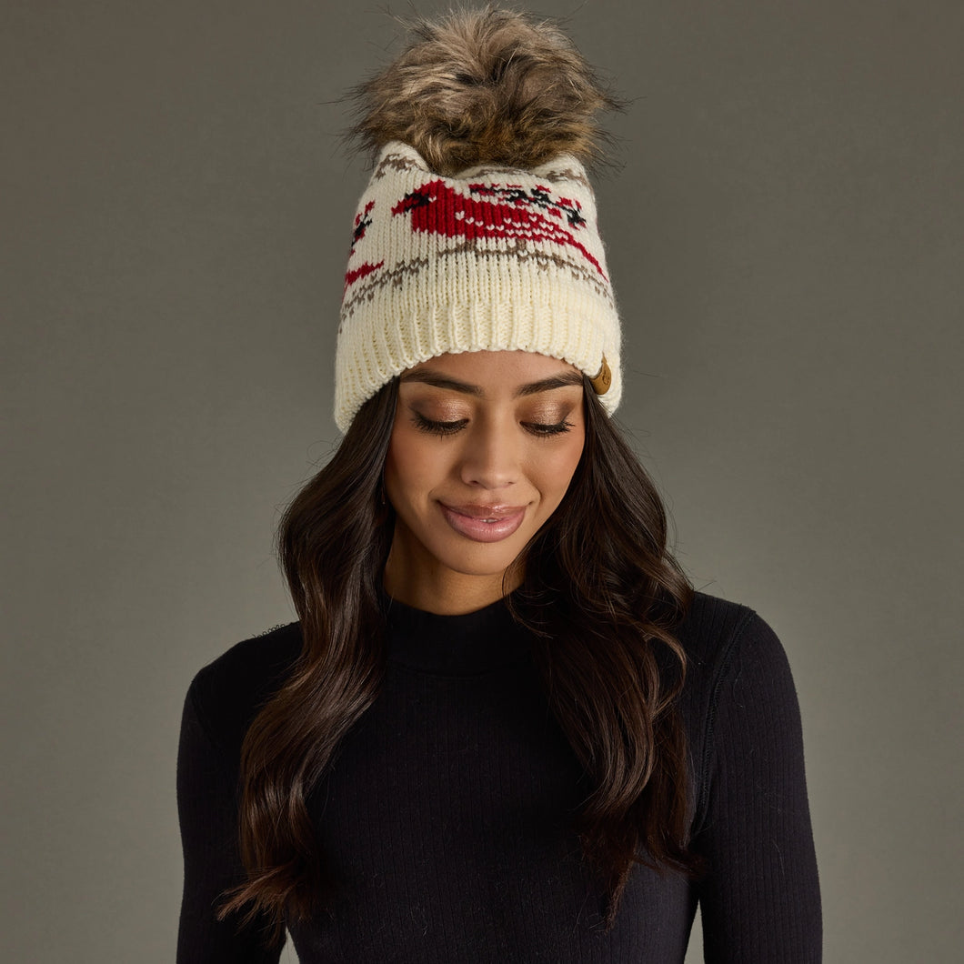 Cardinal Pattern Pom Hat
