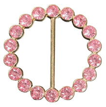 Load image into Gallery viewer, Tee Tie Round Gold Pink Rhinestones
