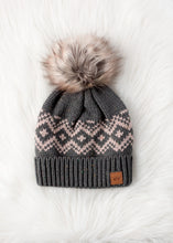 Load image into Gallery viewer, Gray &amp; Speckled Pattern Pom Hat
