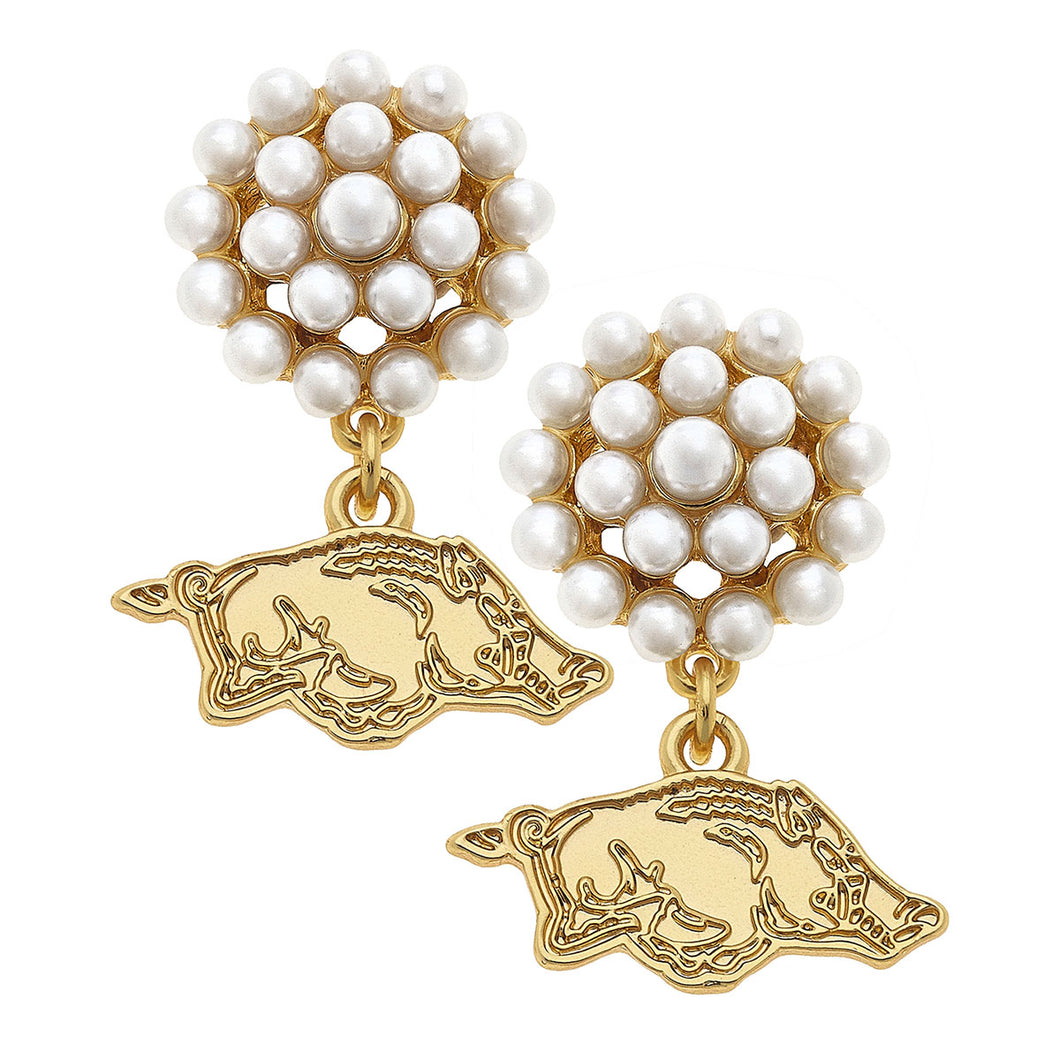 Arkansas Razorback Pearl Earrings